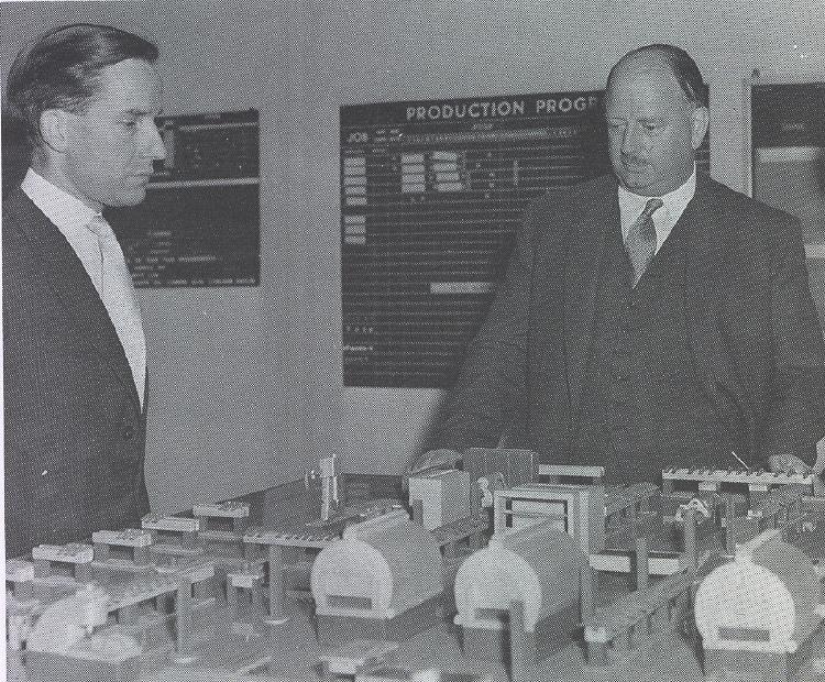 Dr Beeching inspects a work study model